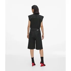 Karl Lagerfeld Pinstripe Denim Bermuda Shorts (Dam)
