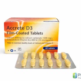 Accrete D3 Calcium Vitamin D 600mg 60 Tablets