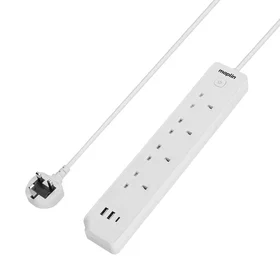 Maplin 4-Socket Surge Protected Power Strip with USB 1.8m