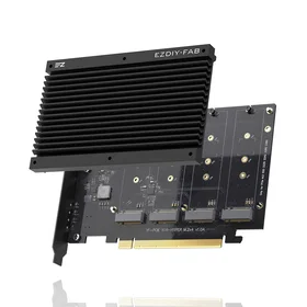 EZDIY-FAB Expansion Card Quad M.2 PCIe 4.0/3.0 x16 (4x NVMe M.2 SSD med Kylfläns)