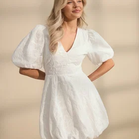 Bubbleroom Occasion V-neck Bubble Hem Lyhyt Mekko