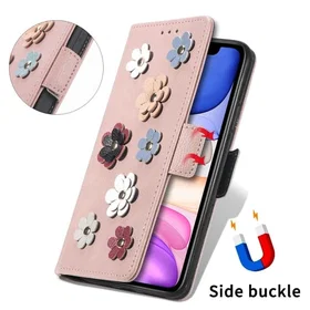 Mjukt Läderfodral med Blomsterdekoration för iPhone 11 Pro Max