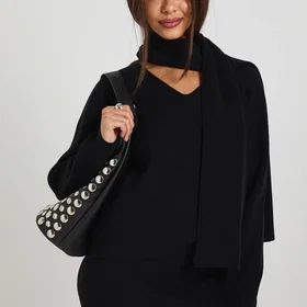 Boohoo Chunky Rib Boxy Fit Jumper and Scarf 2 Piece (Women's)