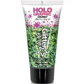 Glitter Me Up Holographic Chunky Face & Body Gel Green Envy