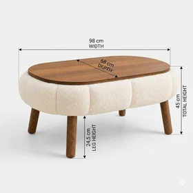 Hanah Home Sofabord Paparec 68x98x45 cm Hvit