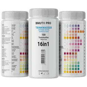 BMUT 16-i-1 Testremsor för Vattenkvalitetsanalys Total Hårdhet Bly Koppar Nitrat 100pcs WT-016