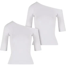 Urban Classics Organisk Asymmetrisk Ribbad Kortärmad T-shirt 2-pack (Dam)