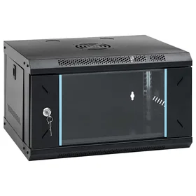 vidaXL 6U 53x40x30 cm Wall Mounted Network Cabinet Black