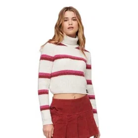 Superdry Stripe Crop High Neck Sweater (Dam)