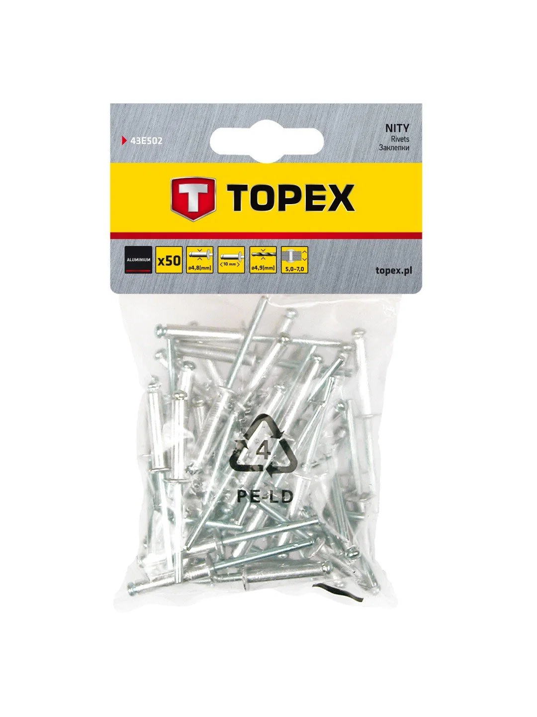 Topex Rivet Aluminium 4.8x10mm 50pcs 43E502