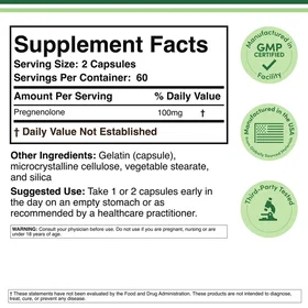 Double Wood Supplements Pregnenolone 100mg 120 Capsules