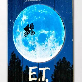 Doctor E.T. The ExtraTerrestrial Woodart 3D Moon 12"x16" Hengende Skilt