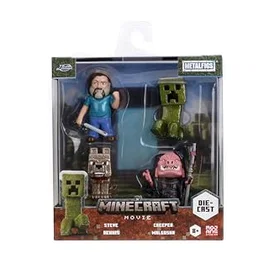 Jada Metalfigs Minecraft Movie Støpte Figurer Steve, Wolf, Creeper, Malgohsa