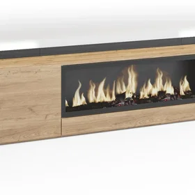 SKRAUT Meuble TV effet feu 315x35x50cm