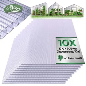 Arebos Polykarbonatskiva 121x60,5cm 6mm 10-pack