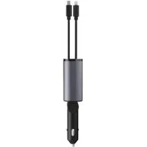 Zmartgear 4-i-1 Retraherbar Bilhurtig Oplader med USB-C og Lightning Kabel 60W
