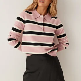 Only Ls Stripe Polo Shirt (Dam)