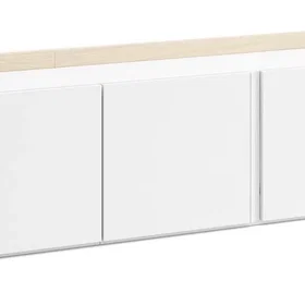 SKRAUT Meuble TV effet bois blanc et chêne XXL effet cheminée