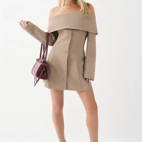 MissPap Tailored Bardot Blazer Mini Dress
