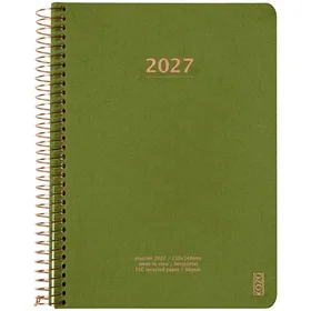 Kozo Olive Green Ukentlig Planlegger 2027 A5