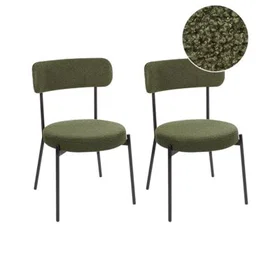 Beliani ALLISON Dining Chair Boucle Dark Green 2-Pack