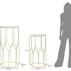 Mauro Accent Table Glass Metal Gold 100x50x46 cm