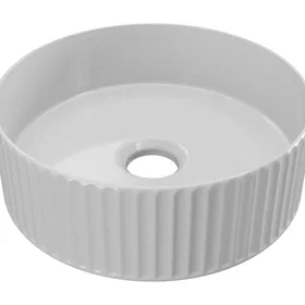 PEDARA Vasque Ronde Canelée en Céramique Blanche 36Cm 3666471072099