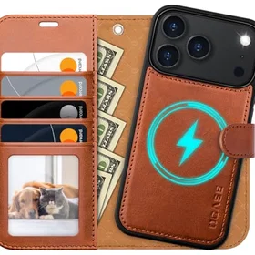 OCASE Étui en Cuir PU Premium Magnétique 2-en-1 pour iPhone 17 Pro Max