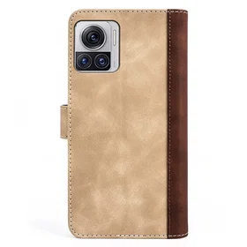 To-farvet Läder Flip Case för Motorola Edge 30 Ultra/Moto X30 Pro