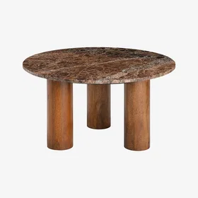 Ellos Home Sofabord Growby Ø90 cm Marmor Mango Tre