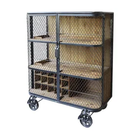 Chemin Chariot de Cuisine Brun Bois Fer Noir 116.5cm