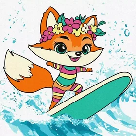 Ideyka Painting By Numbers - Summer - Fox Catches A Wave Kids