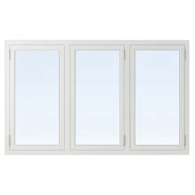 Effektfönster 3-glasfönster Trä utåtgående 3-Luft U-värde 1,1 16x12 Frostat glas Ingen spaltventil