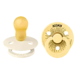 Bibs Moomin Colour Latex Pacifier 3m 2-pack (Ivory/Pale Butter)