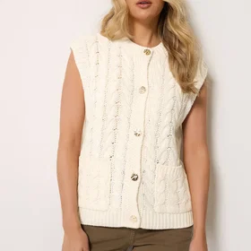 Long Tall Sally Cable Knit Button Vest (Women's)