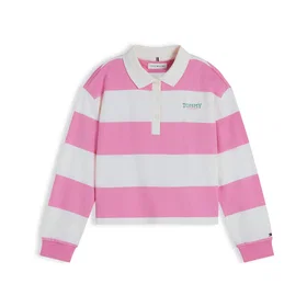 Tommy Hilfiger Badge Stripe Rugby Polo Shirt Long Sleeved (Naisten)