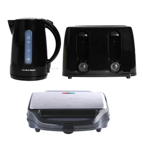 Hamilton Beach Essentials Jug Kettle 4-Slice Toaster Sandwich Toaster Bundle (Bl