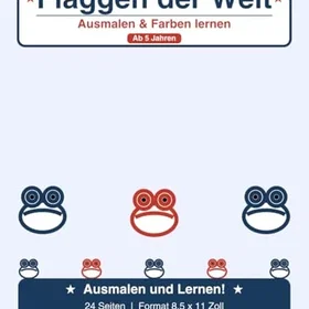 Flaggen der Welt Färgläggningsbok för barn