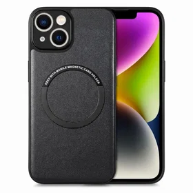 PU-läder Etfodral med Metallplatta för iPhone 15
