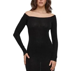 Urban Classics Off Shoulder Glitter Langærmet Kjole
