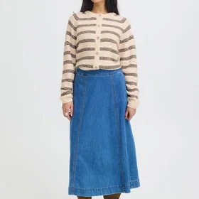 Fransa Kendra Cardigan Havregrynstripe (Dame)