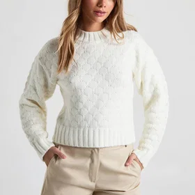 Boohoo Chunky Textured Knit Crew Neck Boxy Jumper (Women's)