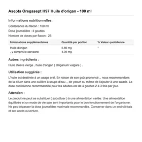 Asepta Huile d'origan 100ml Lot de 3