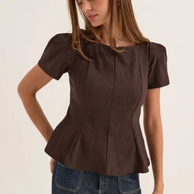 Bubbleroom Pinstripe Peplum Topp 3-Pack (Dame)