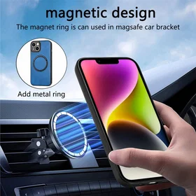 MagSafe-skal PU Läderfodral med Metallplatta för iPhone 15