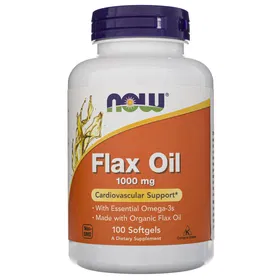 Now Foods 1000mg Organic Flax Oil 100 Capsules