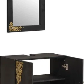 vidaXL Vanity Cabinet Massivt mangoträ 62x33x58cm Svart (3310159)