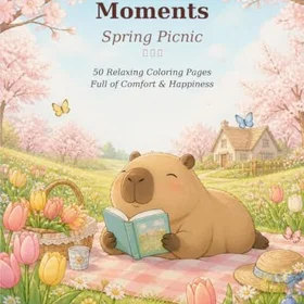 Cozy Capybara Moments Spring Picnic Fargeleggingsbok