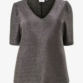 Evoked Vila Spicy V-neck Puff Top (Dam)
