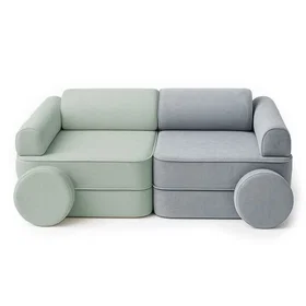 Bees & Blooms Playsofa Duo Modulär Barnsoffa Grön/Blå